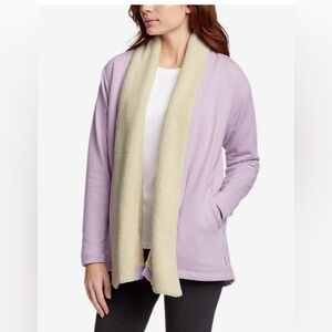 Eddie Bauer Oversized Snow Lodge Faux Shearling Lined Wrap Cardigan Purple  XS